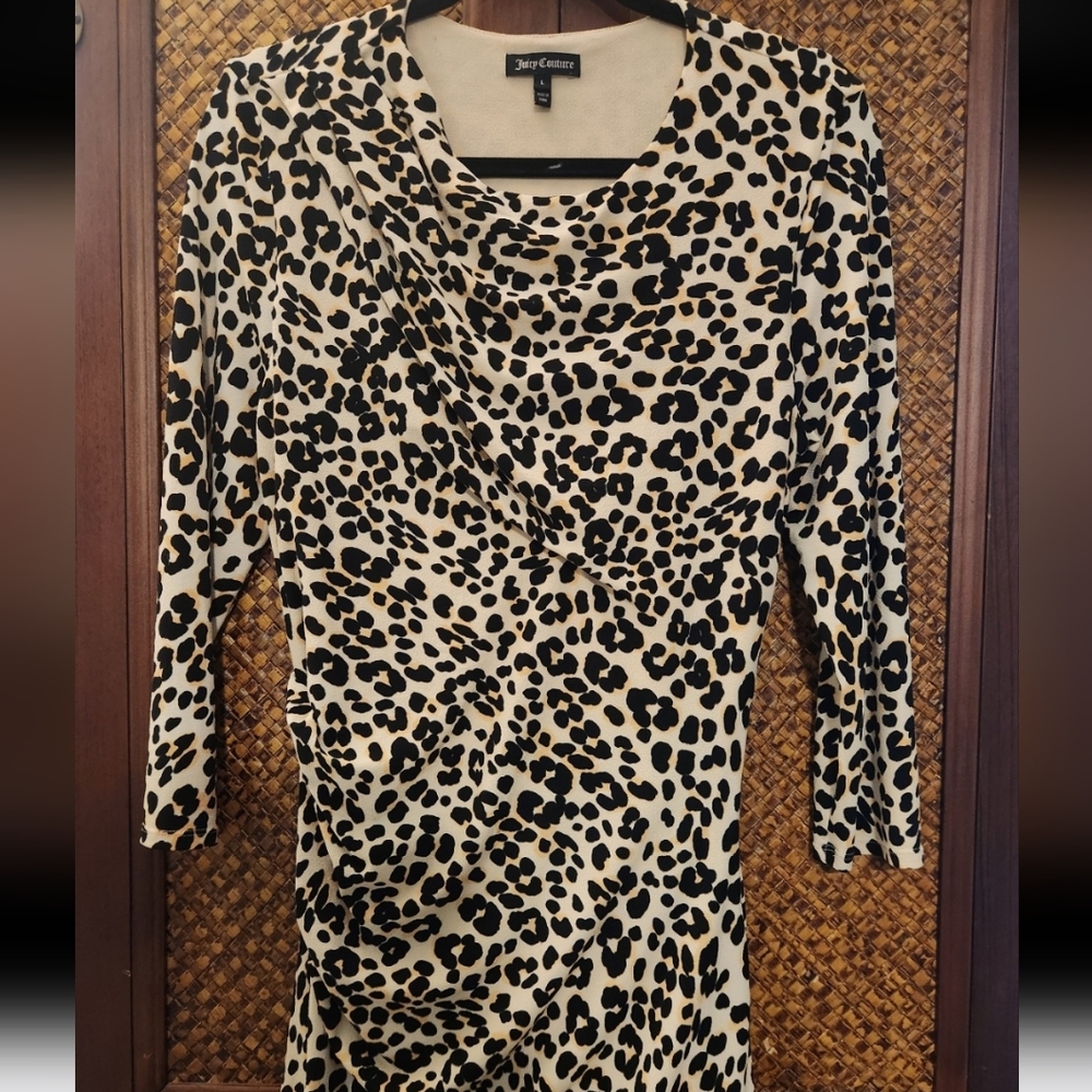Juicy Couture Sand King Cheetah Jersey Dress - Size Large